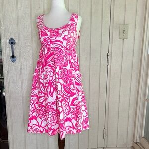 Anthropologie Pink Floral Midi Dress